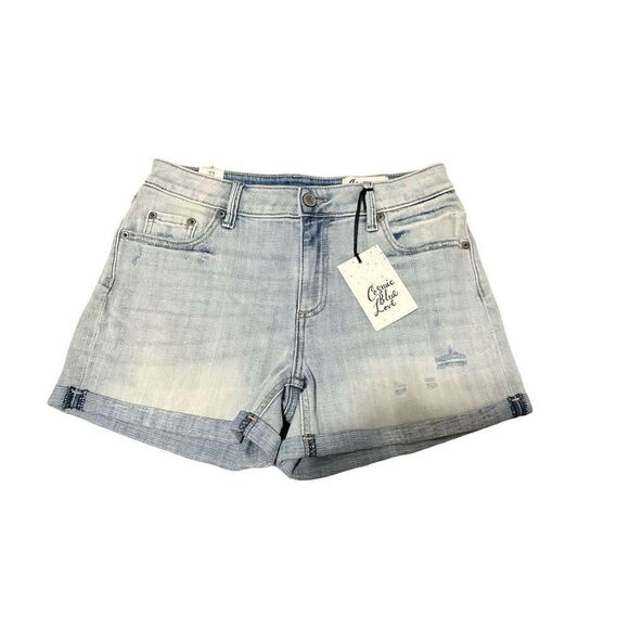 Cosmic Blue Love Pants - Cosmic Blue Love Distressed Cuffed Jean Short in Riptide Size 27